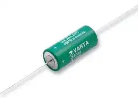 6237501301: Battery, 3 V, 2/3AA, Lithium Manganese Dioxide, 1.35 Ah, Axial Leaded, 1