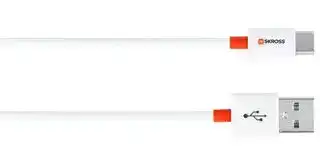 2.700206-E-2M: USB Cable, Type A Plug to Type C Plug, 2 m, 6.6 ft, USB 2.0, White