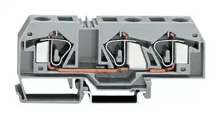283-671: DIN Rail Mount Terminal Block, 3 Ways, 24 AWG, 6 AWG, 16 mm², Clamp, 76 A