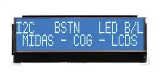 MCCOG22005A6W-BNMLWI: Alphanumeric LCD, 20 x 2, White on Blue, 3V to 5V, I2C, English, Japanese, Transmissive
