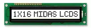 MC11609A6W-FPTLW-V2: Alphanumeric LCD, 16 x 1, Black on White, 5V, English, Japanese, Transflective