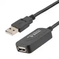 CAU2AEXT-MF-5M: USB Cable, USB Type A Plug to USB Type A Receptacle, 5 m, 16.4 ft, USB 2.0, Black