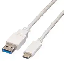 MP010438: USB Cable, Type A Plug to Type C Plug, 2 m, 6.6 ft, USB 3.2, White