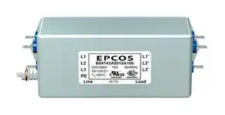 B84143A0010A166: Power Line Filter, General Purpose, 520 VAC, 10 A, Three Phase, 1 Stage, Chassis Mount