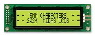 MC22405A6W-SPTLY-V2: Alphanumeric LCD, 24 x 2, Black on Yellow / Green, 5V, Parallel, English, Japanese, Transflective