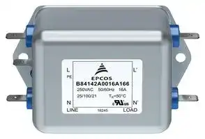 B84142A0016A166: Power Line Filter, General Purpose, 250 VAC, 16 A, Single Phase, 1 Stage, Chassis Mount