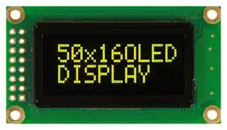 O050H016ALPP5N0000: Graphic OLED, 50 x 16 Pixels, Yellow on Black, 5V, Parallel, SPI, 58mm x 32mm, -40 °C