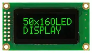 O050H016AGPP5N0000: Graphic OLED, 50 x 16 Pixels, Green on Black, 5V, Parallel, SPI, 58mm x 32mm, -40 °C