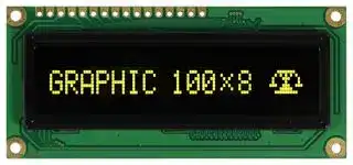 O100H008ALPP5N0000: Graphic OLED, 100 x 8 Pixels, Yellow on Black, 5V, Parallel, SPI, 80mm x 36mm, -40 °C