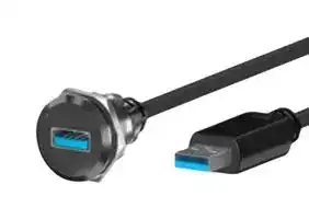 MP016674: USB Cable, Type A Receptacle to Type A Plug, 250 mm, 9.84 ", USB 3.0, Black