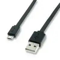 11.02.8760: USB Cable, Type A Plug to Micro Type B Plug, 1 m, 3.28 ft, USB 2.0, Black