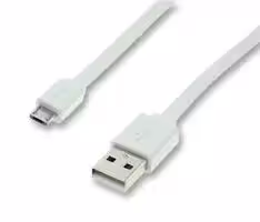 11.02.8761: USB Cable, Type A Plug to Micro Type B Plug, 1 m, 3.28 ft, USB 2.0, White
