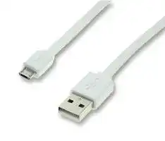 11.02.8761: USB Cable, Type A Plug to Micro Type B Plug, 1 m, 3.28 ft, USB 2.0, White