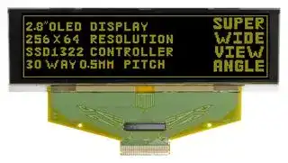 MCOT256064A1A-YM: Graphic OLED, 256 x 64 Pixels, Yellow on Black, 5V, Parallel, Serial, 84mm x 25.8mm, -35 °C