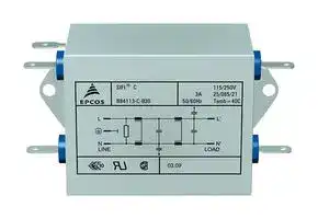 B84113C0000B030: Power Line Filter, General Purpose, 250 VAC, 3 A, Single Phase, 2 Stage, Chassis Mount