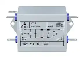 B84115E0000B030: Power Line Filter, General Purpose, 250 VAC, 3 A, Single Phase, 2 Stage, Chassis Mount