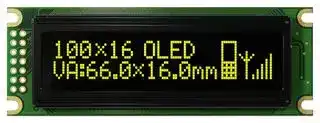 O100H016DLPP5N0000: Graphic OLED, 100 x 16 Pixels, Yellow on Black, 5V, Parallel, 85mm x 30mm, -40 °C
