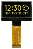MCOT128064B1V-YM: Graphic OLED, 128 x 64 Pixels, Yellow on Black, 3V, I2C, Parallel, SPI, 42.04mm x 27.22mm, -40 °C