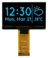 MCOT128064H1V-BM: Graphic OLED, 128 x 64 Pixels, Blue on Black, 3V, I2C, Parallel, SPI, 60.5mm x 37mm, -40 °C