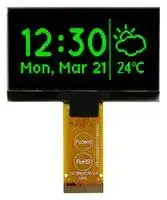 MCOT128064H1V-GM: Graphic OLED, 128 x 64 Pixels, Green on Black, 3V, I2C, Parallel, SPI, 60.5mm x 37mm, -40 °C