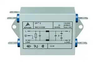 B84114D0000B030: Power Line Filter, Industrial, 250 V, 3 A, Single Phase, 1 Stage, Chassis Mount