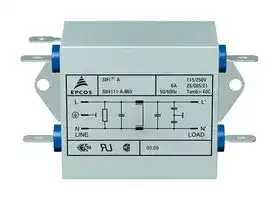 B84111A0000A020: Power Line Filter, General Purpose, 250 VAC, 2 A, Single Phase, 1 Stage, Chassis Mount