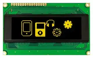 O100H032BLPP5N0000: Graphic OLED, 100 x 32 Pixels, Yellow on Black, 5V, Parallel, SPI, 98mm x 60mm, -40 °C