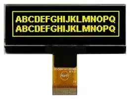 O128O032ALPP3N0000: Graphic OLED, 128 x 32 Pixels, Yellow on Black, 3V, I2C, Parallel, SPI, 62mm x 24mm, -40 °C