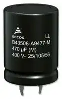 B43508B9157M000: Electrolytic Capacitor, Snap-in, 150 µF, 400 V, ± 20%, Snap-In, 3000 hours @ 105°C