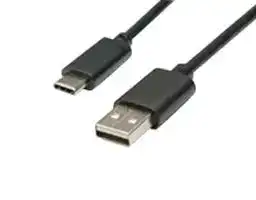 68798-0001: USB Cable, Type A Plug to Type C Plug, 1 m, 3.3 ft, USB 2.0, Black