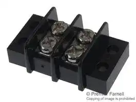 TC 44 18 02: Panel Mount Barrier Terminal Block, 2 Row, 2 Ways, 21 AWG, 12 AWG, 9.5 mm, 20 A