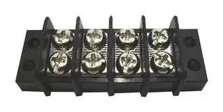 TC 44 18 04: Panel Mount Barrier Terminal Block, 2 Row, 4 Ways, 21 AWG, 12 AWG, 9.5 mm, 20 A