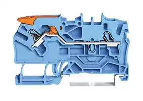 2102-1204: DIN Rail Mount Terminal Block, Through, 2 Ways, 22 AWG, 12 AWG, 2.5 mm², Clamp, 24 A
