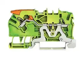 2102-1207: DIN Rail Mount Terminal Block, Ground, 2 Ways, 22 AWG, 12 AWG, 2.5 mm², Clamp, 24 A