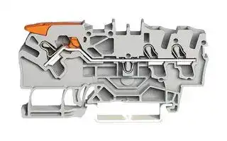 2102-1301: DIN Rail Mount Terminal Block, Through, 3 Ways, 22 AWG, 12 AWG, 2.5 mm², Clamp, 24 A