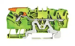 2102-1307: DIN Rail Mount Terminal Block, Ground, 3 Ways, 22 AWG, 12 AWG, 2.5 mm², Clamp, 24 A
