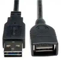 UR024-06N: USB CABLE, 2.0 TYPE A PLUG-RCPT, 6"