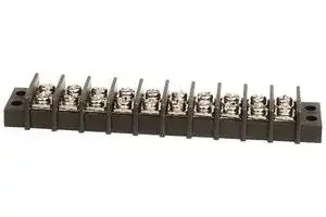 TC 44 18 10: Panel Mount Barrier Terminal Block, 2 Row, 10 Ways, 21 AWG, 12 AWG, 9.5 mm, 20 A