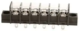 TC 44 25C 06: Panel Mount Barrier Terminal Block, 1 Row, 6 Ways, 21 AWG, 12 AWG, 9.5 mm, 20 A