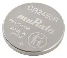 CR2450R: Battery, 3 V, CR2450, Lithium Manganese Dioxide, 500 mAh, Pressure Contact, 1