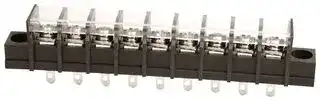 TC 44 25C 09: Panel Mount Barrier Terminal Block, 1 Row, 9 Ways, 21 AWG, 12 AWG, 9.5 mm, 20 A