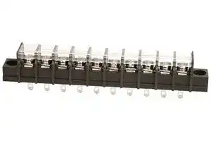 TC 44 25C 10: Panel Mount Barrier Terminal Block, 1 Row, 10 Ways, 21 AWG, 12 AWG, 9.5 mm, 20 A