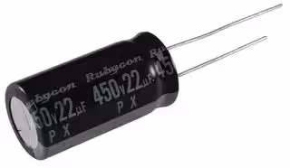 450PX22MEFC12.5X25: ALUMINUM ELECTROLYTIC CAPACITOR, 22UF, 450V, 20%, RADIAL