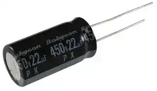 450PX22MEFC12.5X25: ALUMINUM ELECTROLYTIC CAPACITOR, 22UF, 450V, 20%, RADIAL
