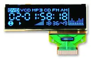 DD-12832YW-1A: Graphic OLED, 128 x 32, Yellow on Black, 2.8V, I2C, Parallel, SPI, 62mm x 24mm, -30 °C