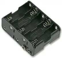23VB103B: 10x AA Battery Holder Black Coil Spring Contact - Snap Fit, Side-by-Side, Opposite
