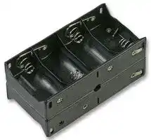 21VB81D: 8x D Battery Holder Black Coil Spring Contact Solder Tag Side-by-Side Opposite