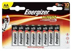 LR6FSB12: Battery, Ultra +, Pack of 12, 1.5 V, AA, Alkaline, Raised Positive and Flat Negative, 14.5 mm