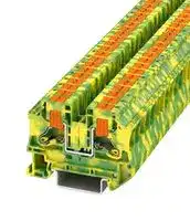 1116736: DIN Rail Mount Terminal Block, Green/Yellow, 2 Ways, 20 AWG, 8 AWG, 10 mm², Push In