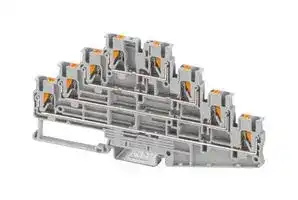 1334599: DIN Rail Mount Terminal Block, Grey, 8 Ways, 26 AWG, 12 AWG, 4 mm², Push In, 18 A